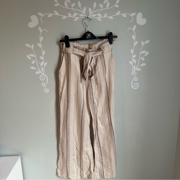 Cream and Blue Striped Linen Blend Pants from Indigo Reis in US Size L - Picture 2 of 7